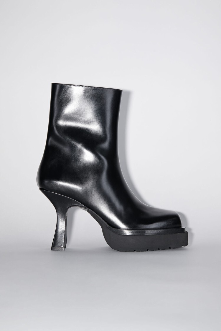 Black Acne Studios Platform Heel Leather Women\'s Ankle Boots | BUMK-10358