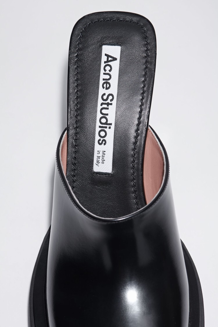 Black Acne Studios Platform Heel Leather Women's Mules | NYOU-52139