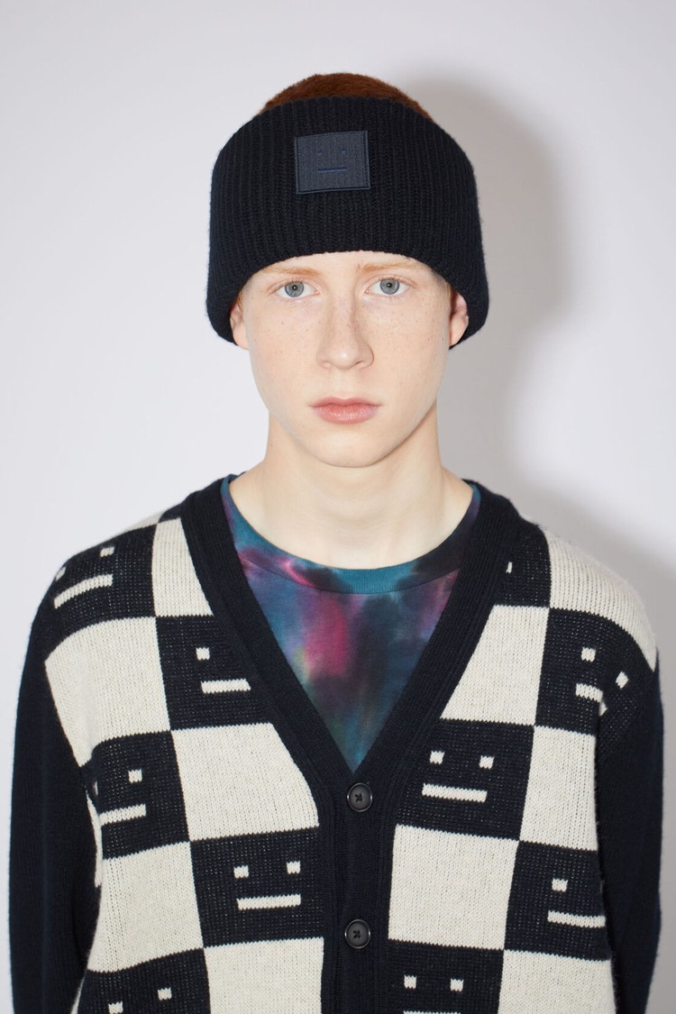 Black Acne Studios Ribbed Knit Headband Beanie | ABWM-07918