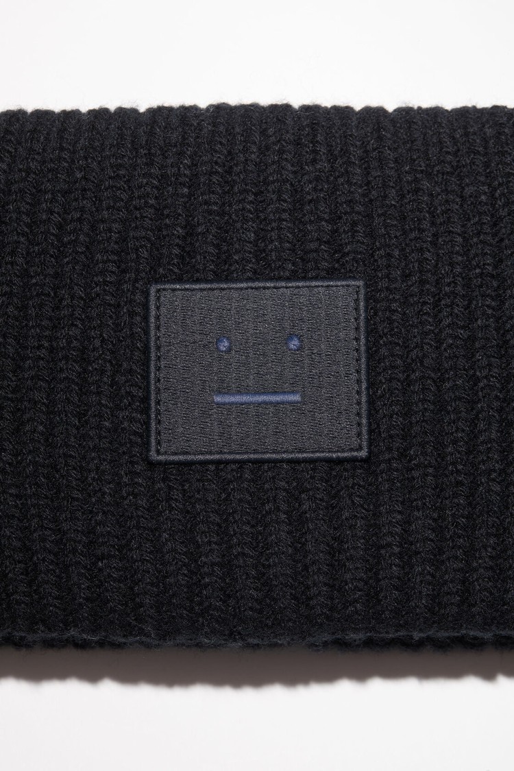 Black Acne Studios Ribbed Knit Headband Beanie | ABWM-07918