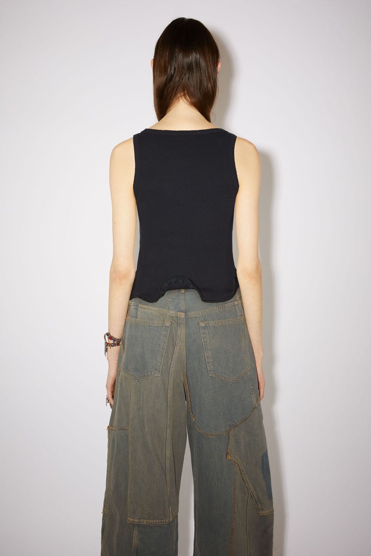 Black Acne Studios Ribbed Sleeveless Top Women's T Shirts | HAYW-35219