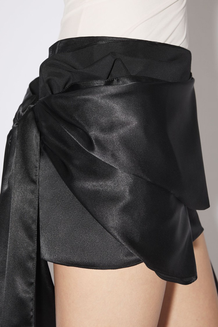 Black Acne Studios Satin Bow Mini Women's Skirts | EVFH-08261