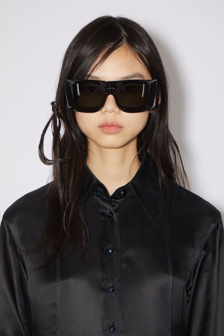 Black Acne Studios Satin Button-up Women's Shirts | MKEN-87016