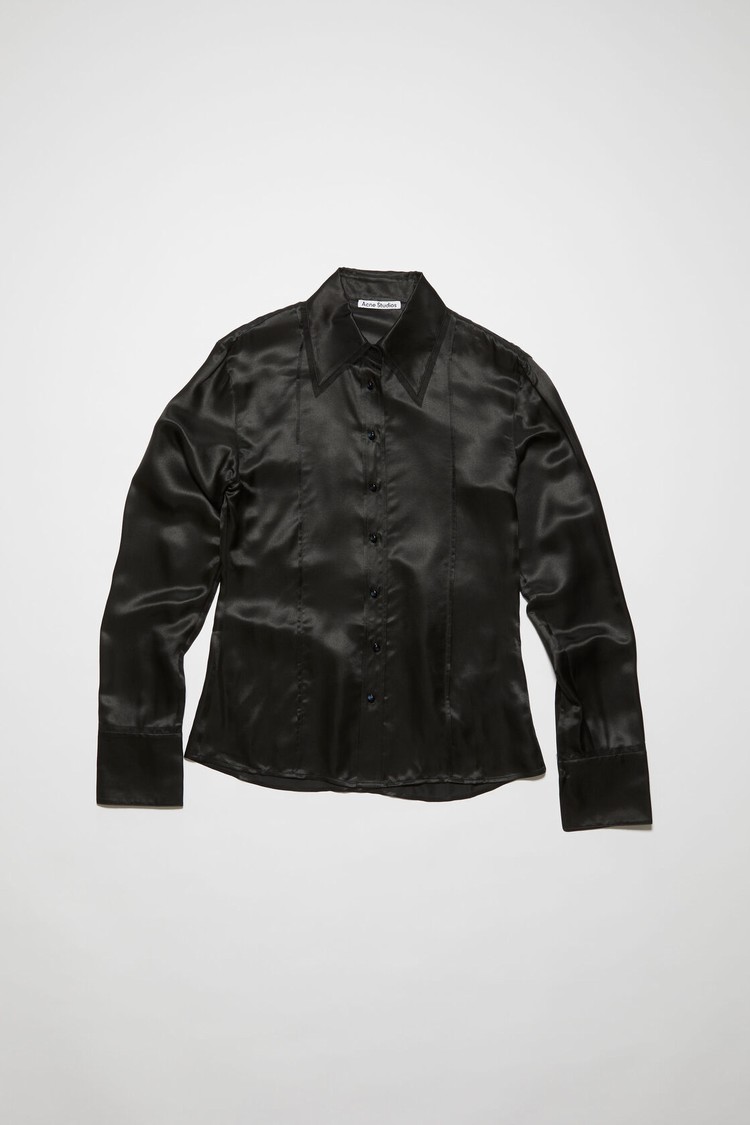 Black Acne Studios Satin Button-up Women's Shirts | MKEN-87016