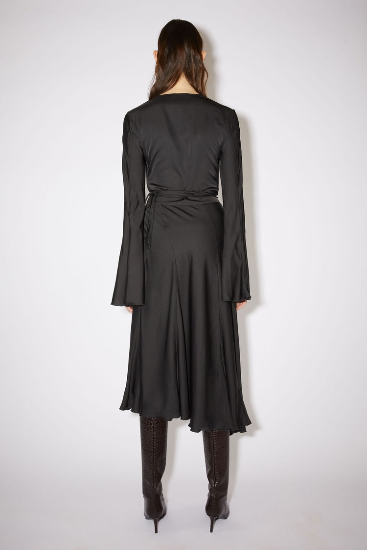 Black Acne Studios Satin Long Sleeve Women's Dress | PMBQ-70412