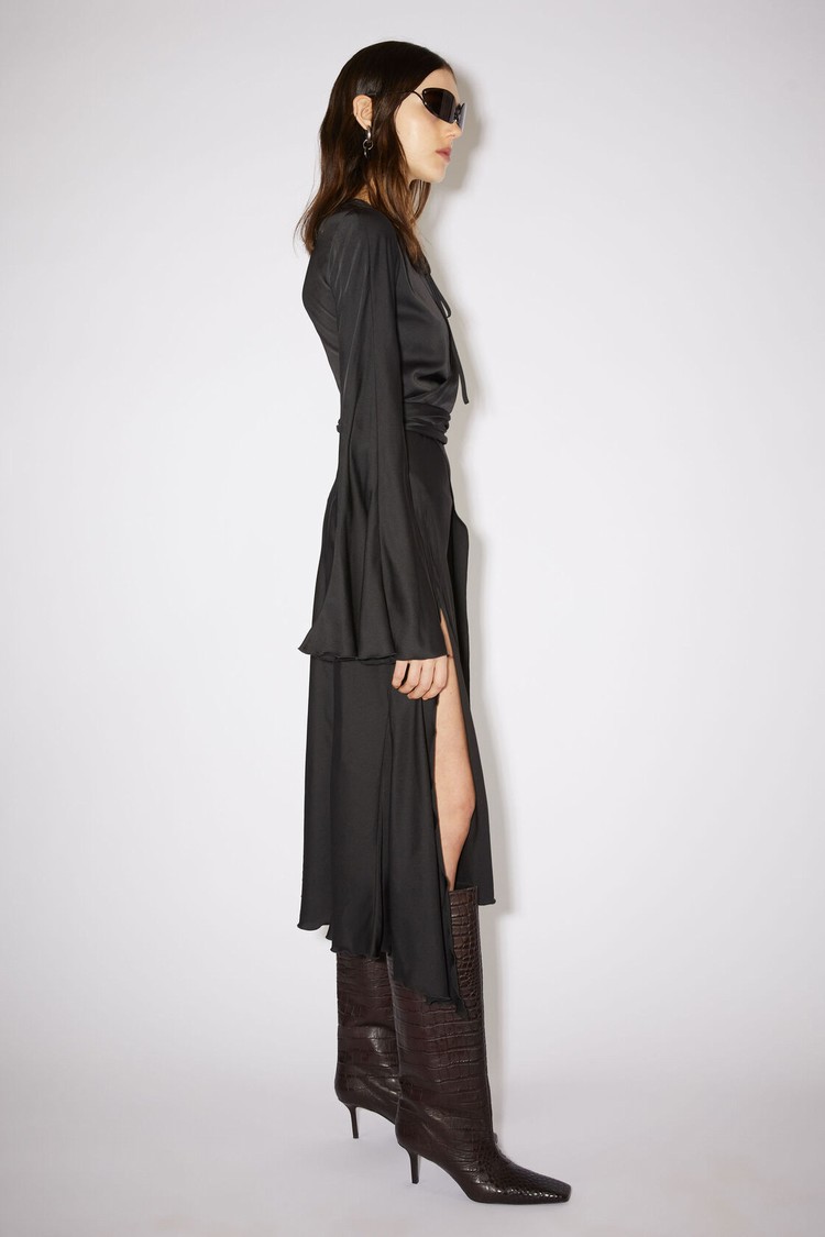 Black Acne Studios Satin Long Sleeve Women's Dress | PMBQ-70412