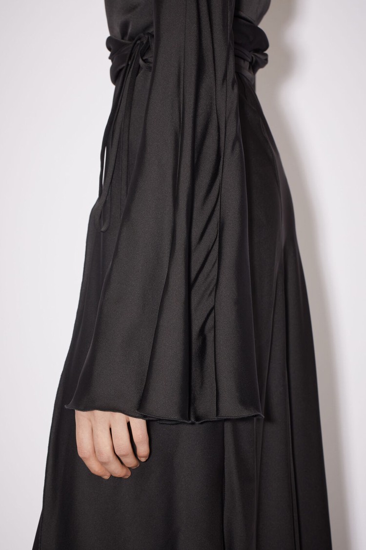 Black Acne Studios Satin Long Sleeve Women's Dress | PMBQ-70412