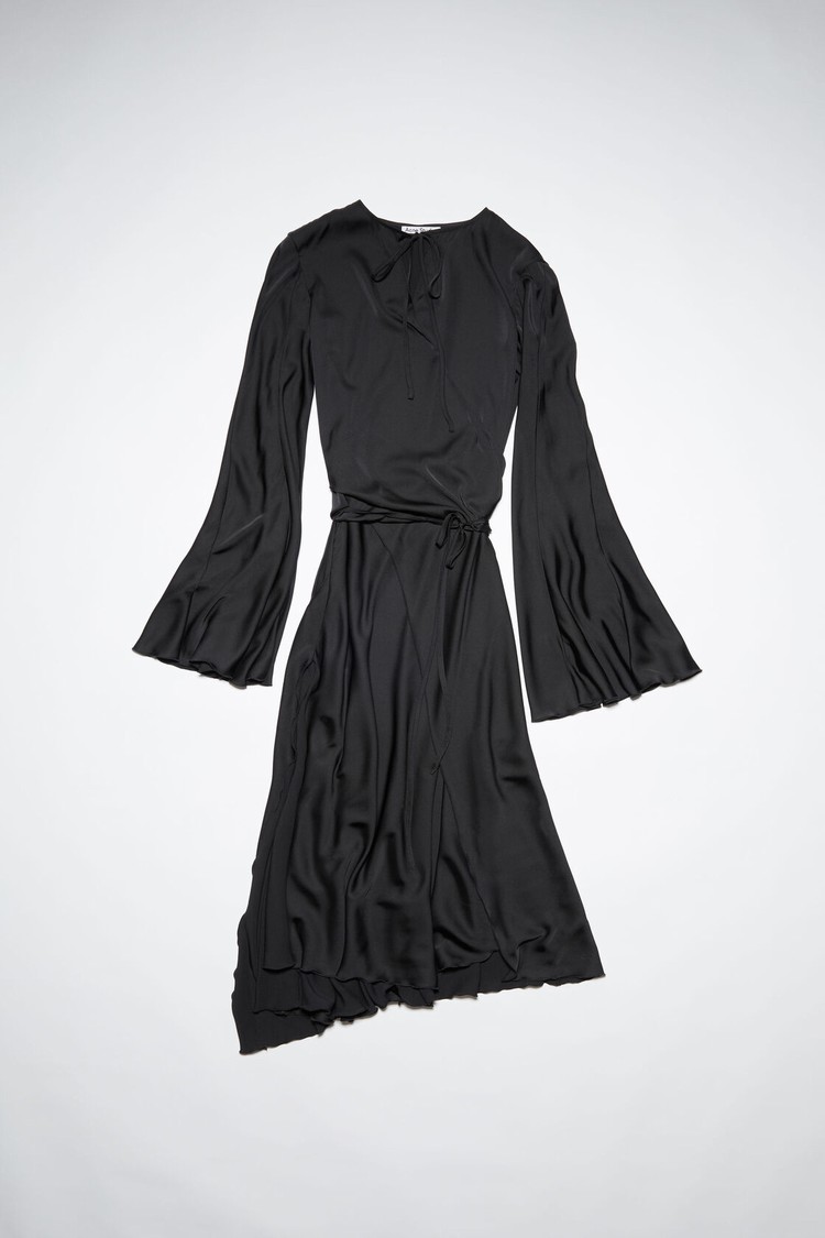 Black Acne Studios Satin Long Sleeve Women's Dress | PMBQ-70412