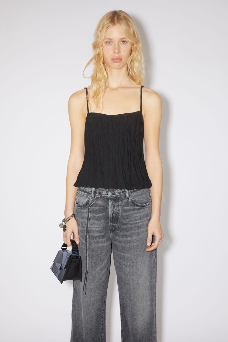 Black Acne Studios Satin Strap Top Women's Blouse | HQTP-72483