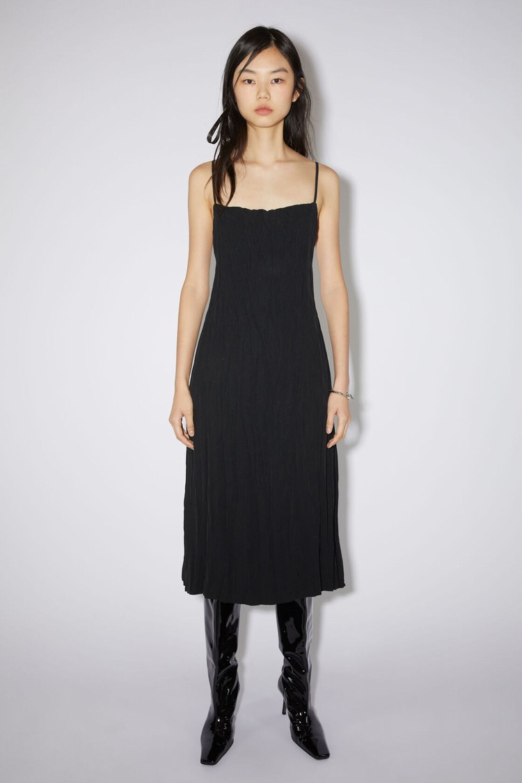 Black Acne Studios Satin Strappy Women's Dress | CBQM-61745