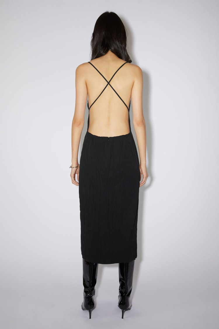 Black Acne Studios Satin Strappy Women's Dress | CBQM-61745