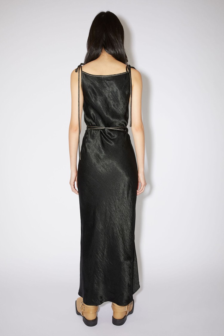 Black Acne Studios Satin Wrap Women's Dress | TNUI-92305