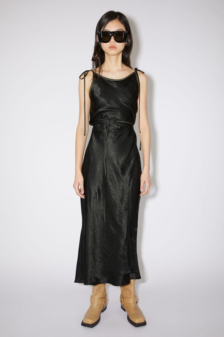 Black Acne Studios Satin Wrap Women\'s Dress | TNUI-92305