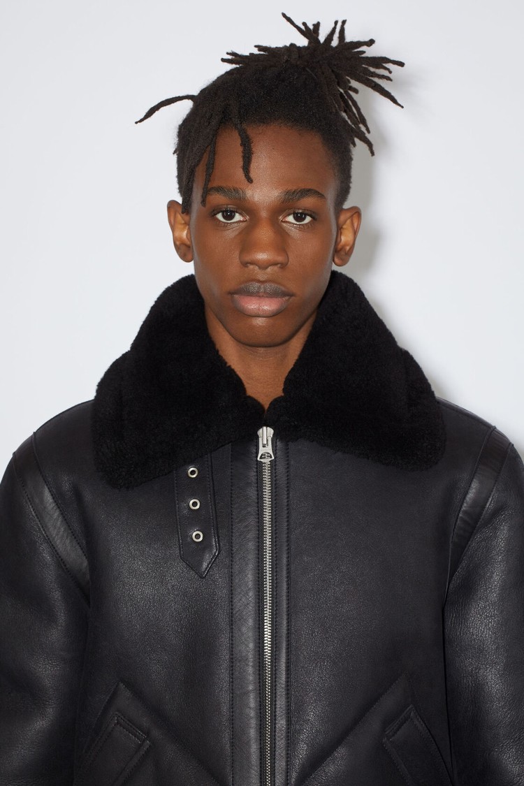 Black Acne Studios Shearling Aviator Men's Jackets | VGKW-83520