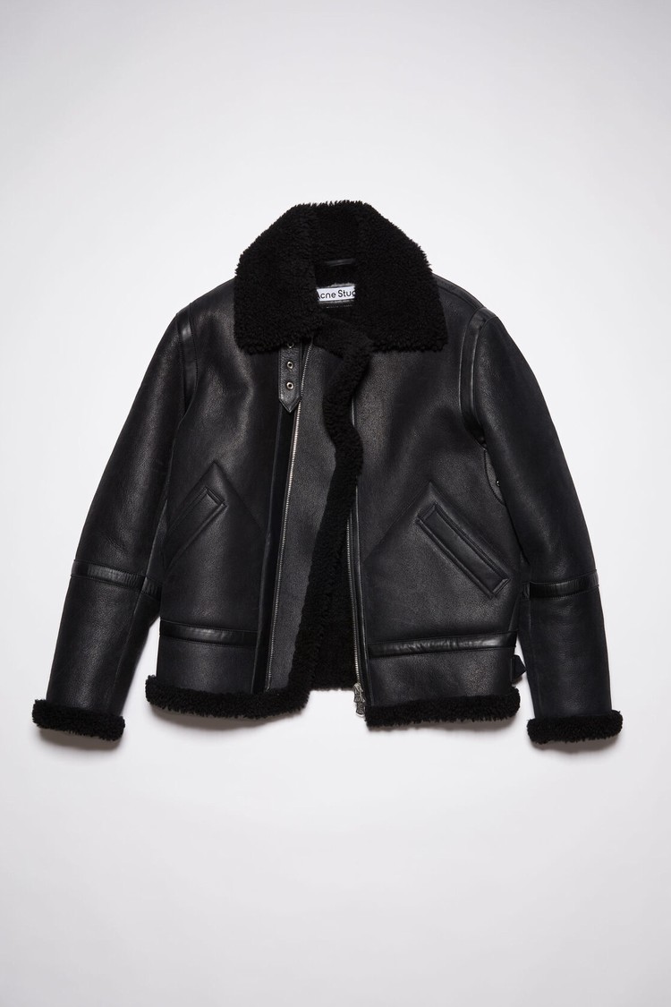 Black Acne Studios Shearling Aviator Men's Jackets | VGKW-83520