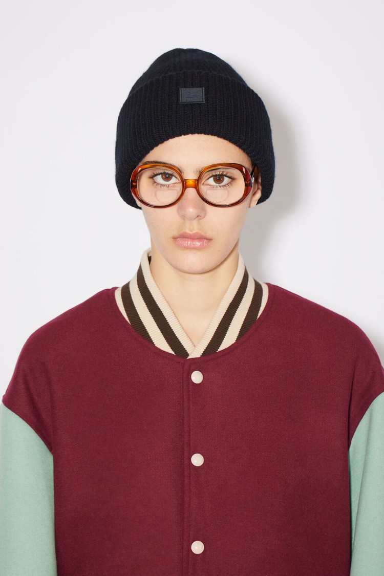 Black Acne Studios Small Face Logo Beanie | IZWT-10962