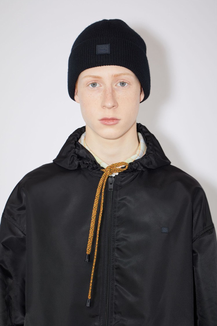 Black Acne Studios Small Face Logo Beanie | RHUL-20164