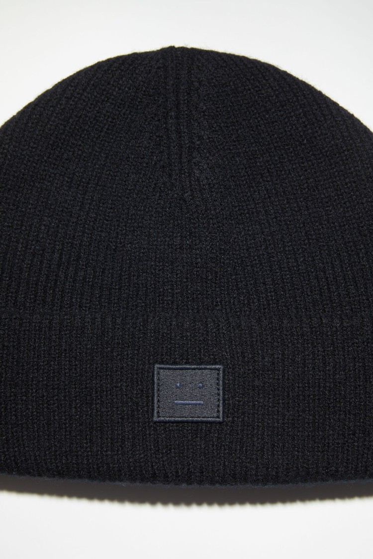 Black Acne Studios Small Face Logo Beanie | RHUL-20164