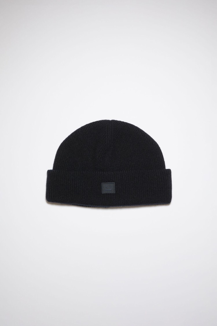 Black Acne Studios Small Face Logo Beanie | RHUL-20164