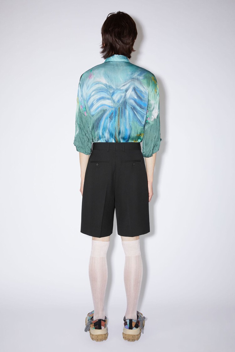 Black Acne Studios Tailored Pleated Men's Shorts | XMBD-15380