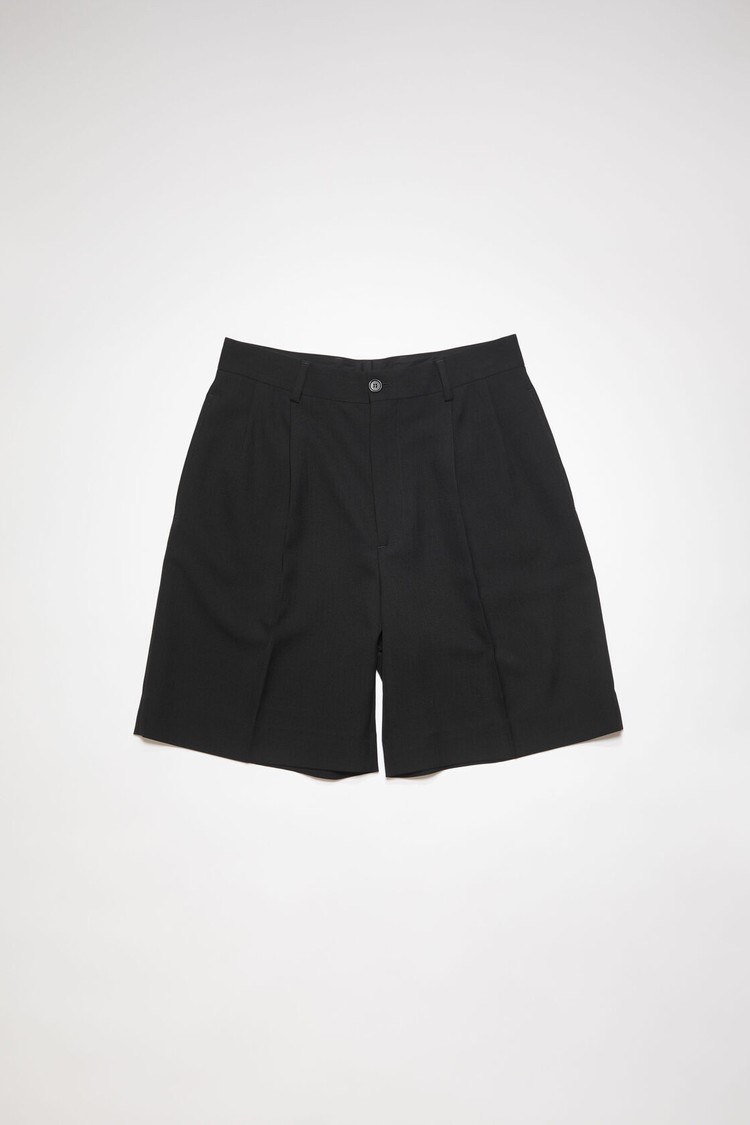 Black Acne Studios Tailored Pleated Men's Shorts | XMBD-15380