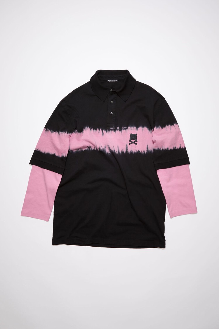 Black Acne Studios Tie-dye Stripe Polo Men's T Shirts | ZRIT-09241