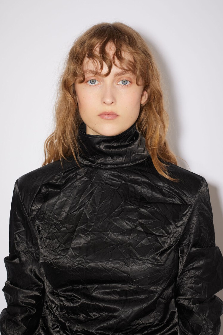 Black Acne Studios Turtle Neck Satin Women's Blouse | TMVL-28407