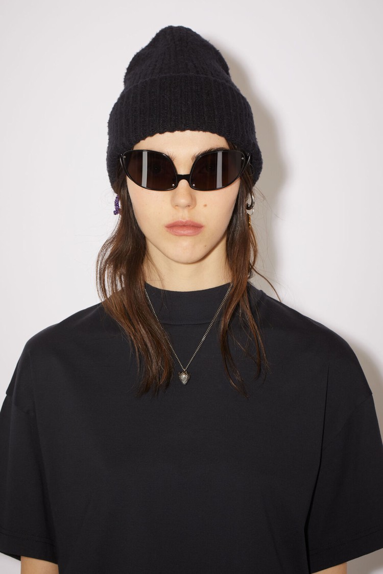 Black Acne Studios Wool Blend Beanie | PAOZ-16793