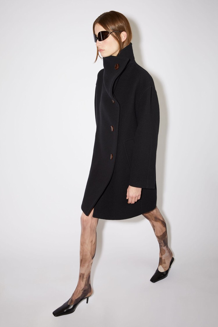 Black Acne Studios Wool Funnel-neck Women's Coats | ZTPJ-75416