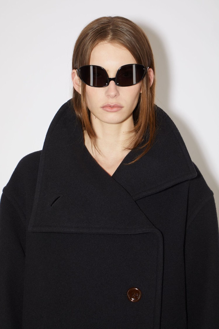 Black Acne Studios Wool Funnel-neck Women's Coats | ZTPJ-75416