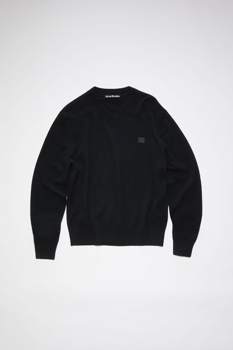 Black Acne Studios Wool V-neck Men's Knitwear | NJMB-93872