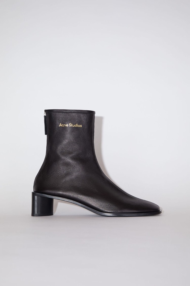 Black / Black Acne Studios Logo Women\'s Ankle Boots | WFAR-90147