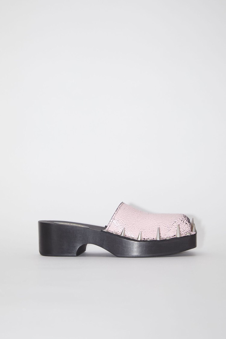 Black / Pink Acne Studios Suede Spike Clog Women\'s Sandals | XVZM-86539