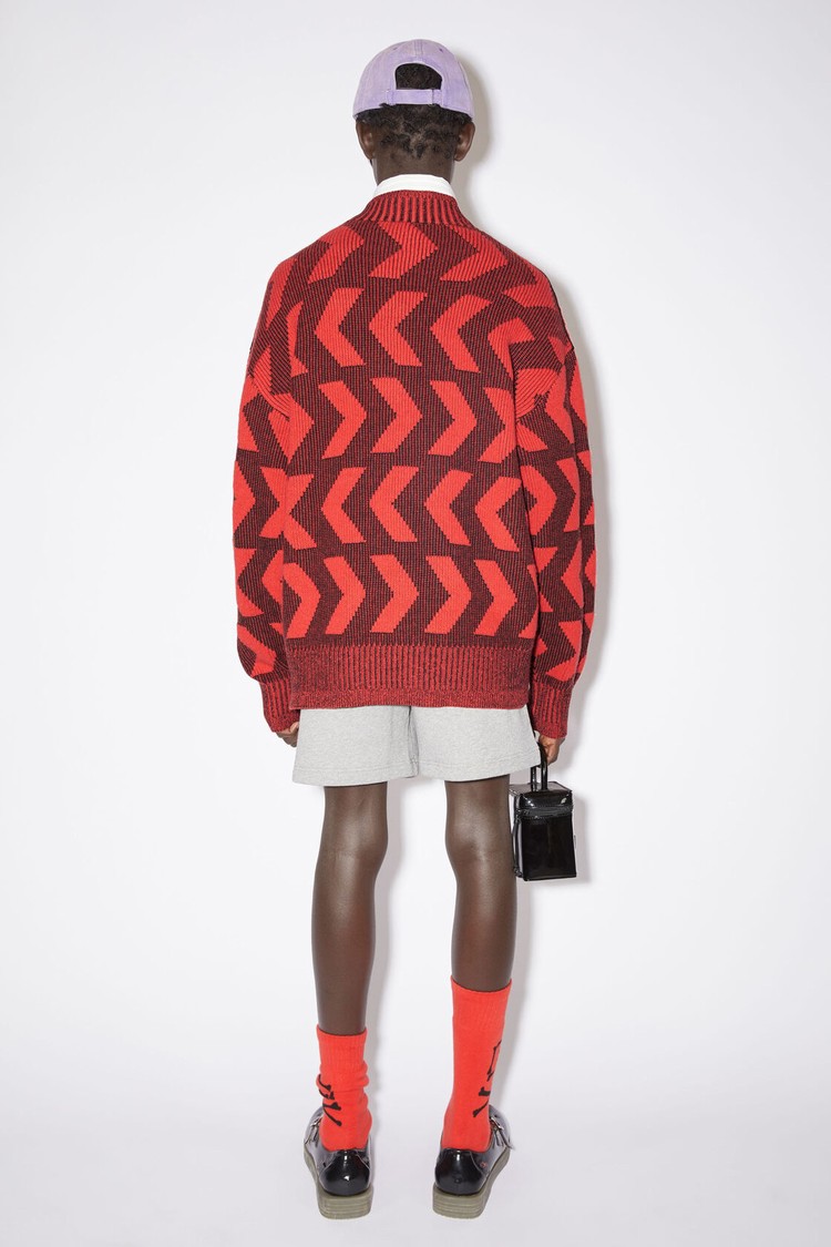 Black / Red Acne Studios Crew Neck Jumper Men's Knitwear | WUXG-60723