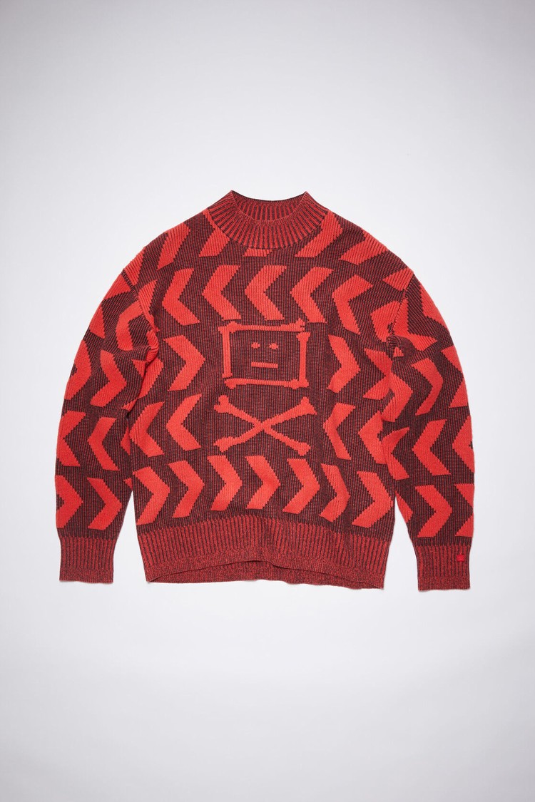 Black / Red Acne Studios Crew Neck Jumper Men's Knitwear | WUXG-60723