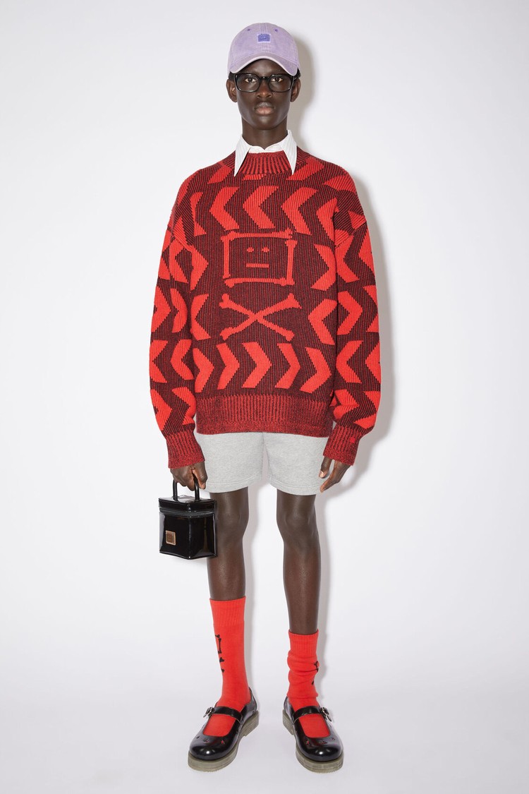 Black / Red Acne Studios Crew Neck Jumper Men\'s Knitwear | WUXG-60723