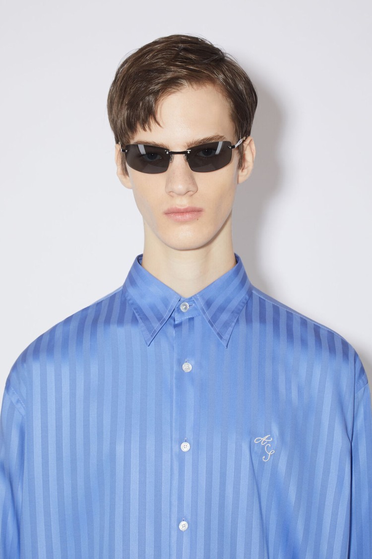 Blue Acne Studios Button-up Stripe Men's Shirts | XCHU-85760