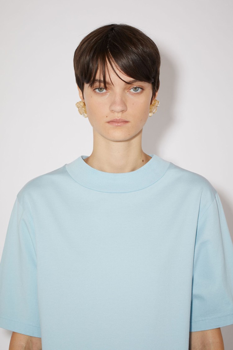 Blue Acne Studios Crew Neck Women's T Shirts | JHNX-19270