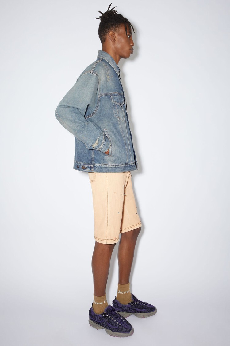 Blue Acne Studios Destroyed Relaxed Denim - Detroit Men's Jackets | JPKI-86129