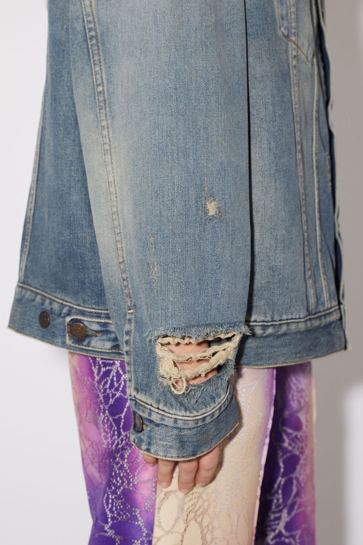 Blue Acne Studios Destroyed Relaxed Denim - Detroit Women's Jackets | LRNF-38519