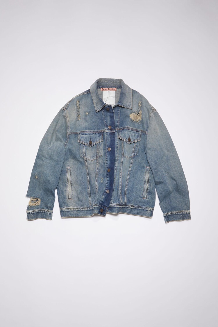 Blue Acne Studios Destroyed Relaxed Denim - Detroit Women's Jackets | LRNF-38519