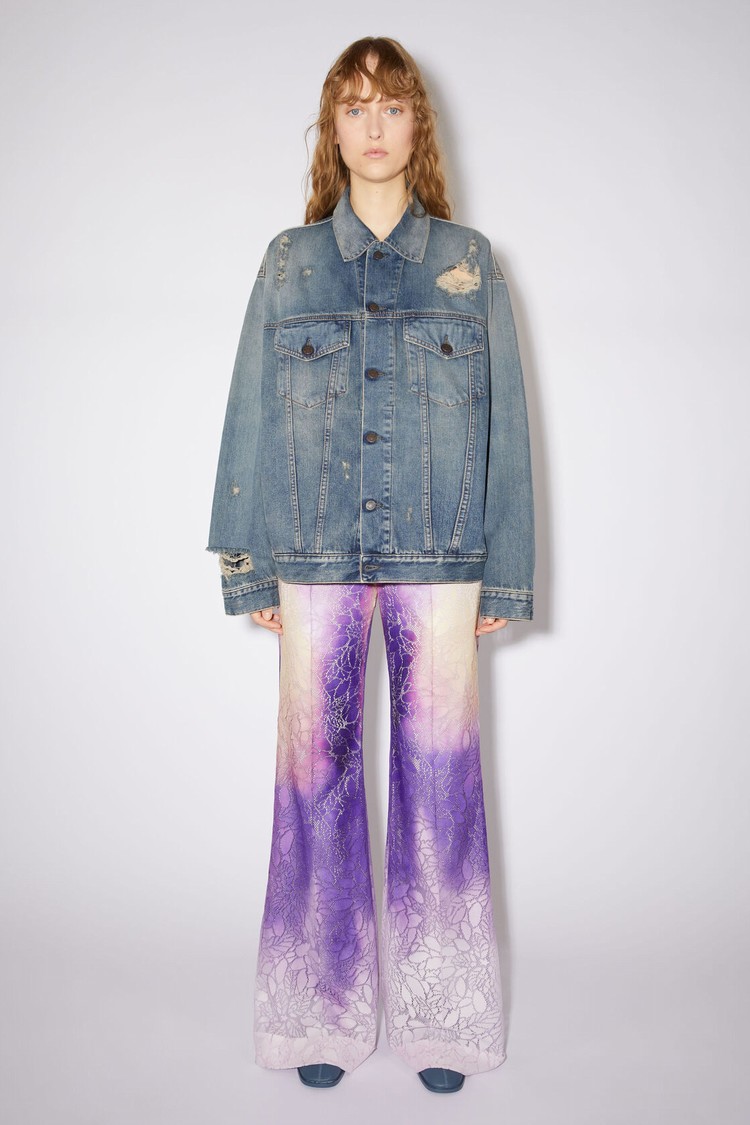 Blue Acne Studios Destroyed Relaxed Denim - Detroit Women\'s Jackets | LRNF-38519