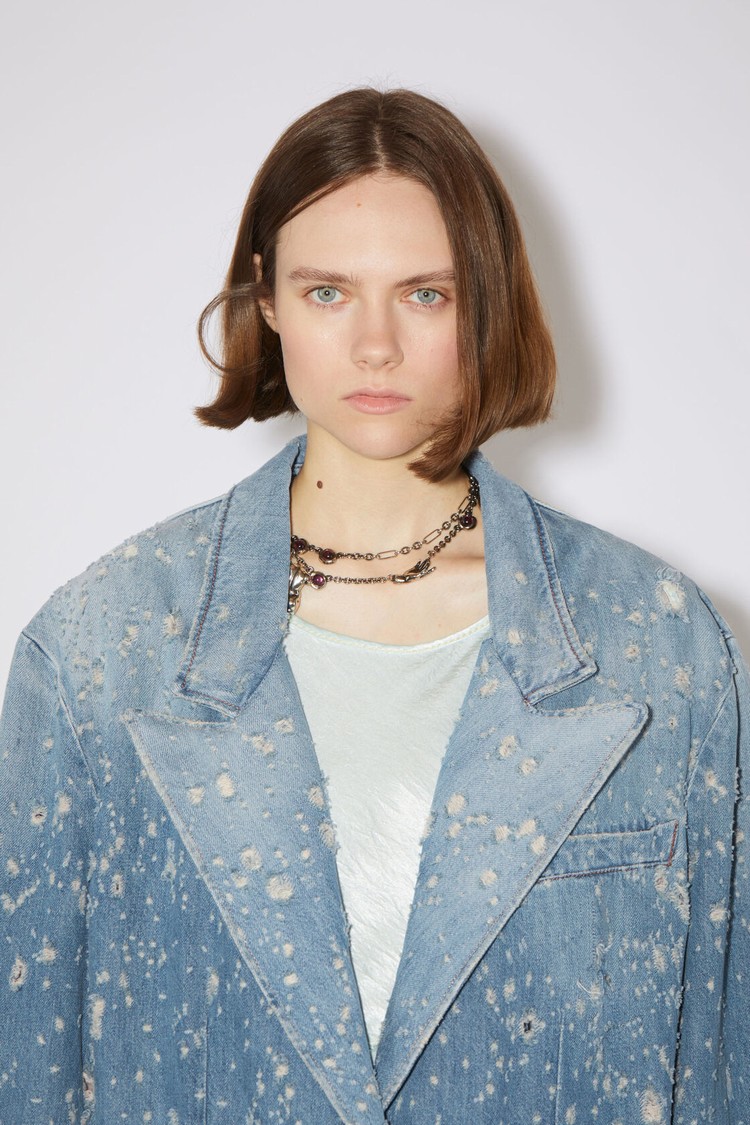 Blue Acne Studios Distressed Denim Women's Jackets | CBFI-15962