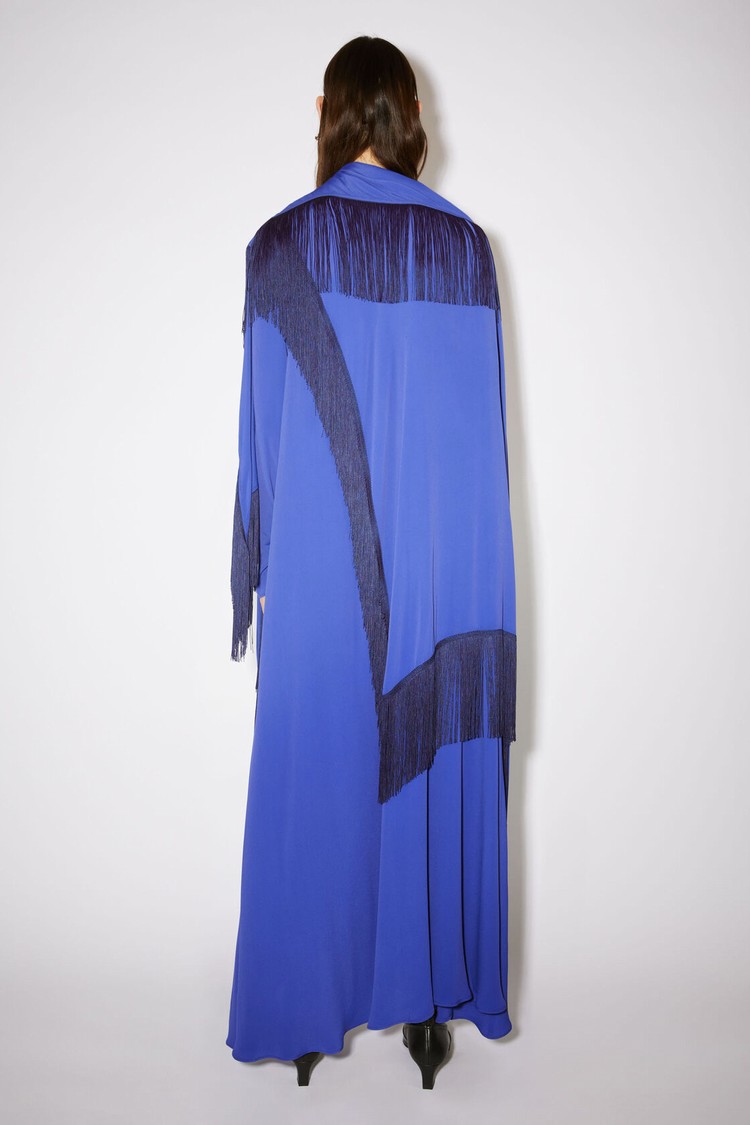 Blue Acne Studios Draped Fringe Women's Dress | YOKD-23418