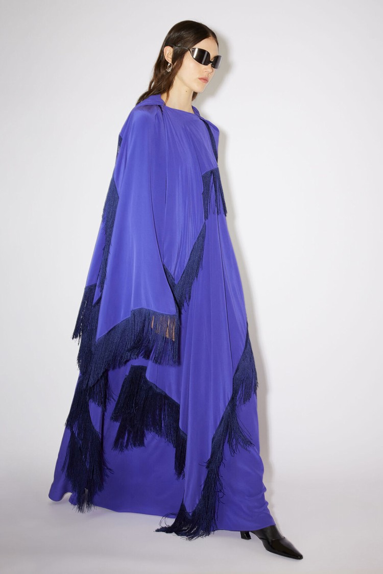 Blue Acne Studios Draped Fringe Women's Dress | YOKD-23418