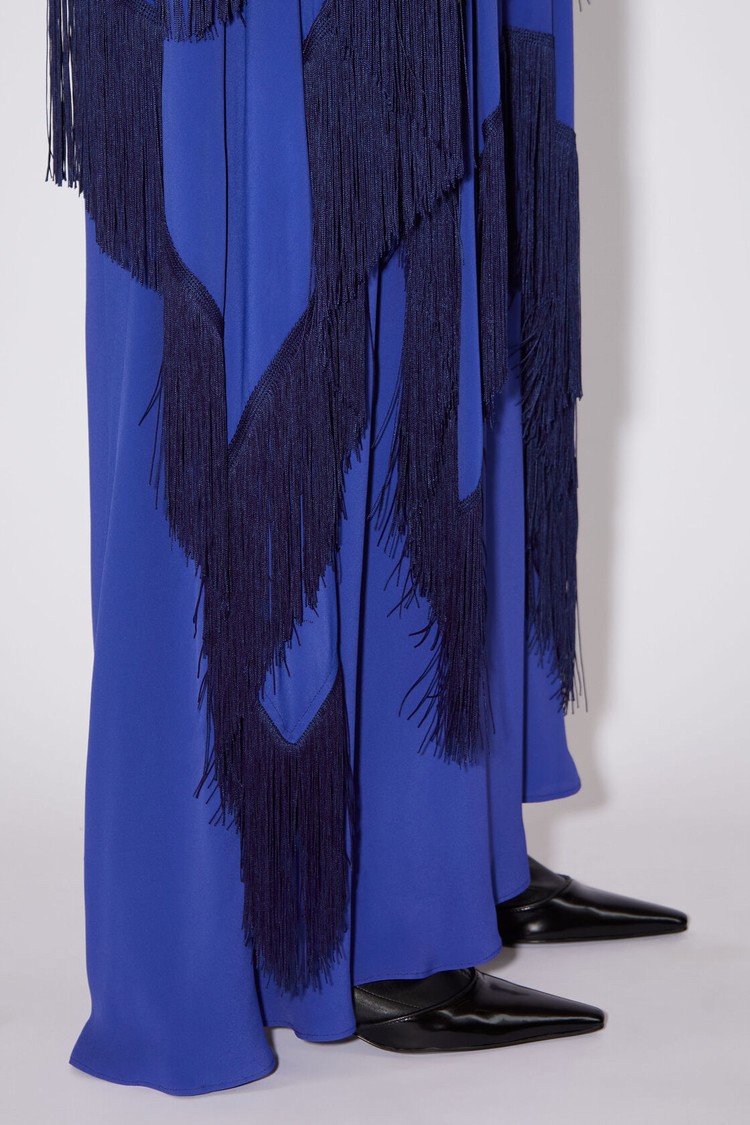 Blue Acne Studios Draped Fringe Women's Dress | YOKD-23418