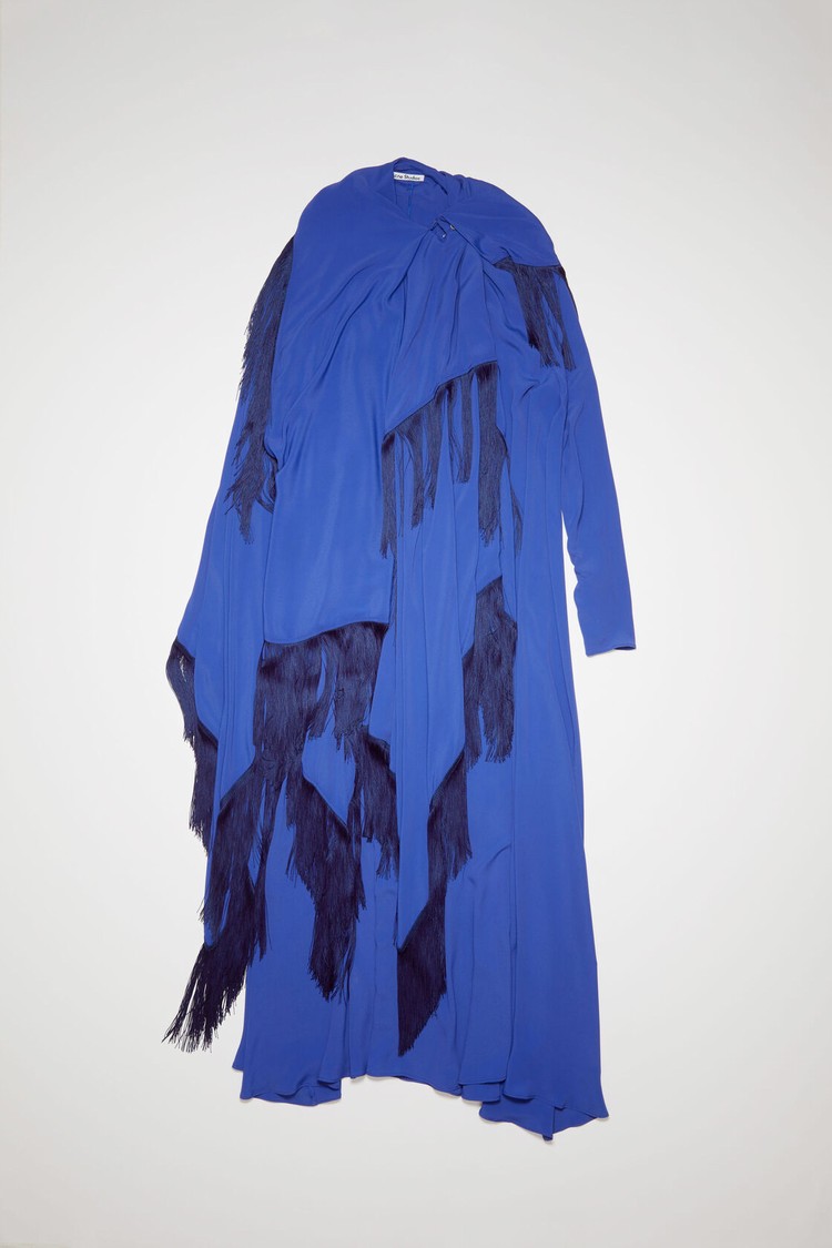 Blue Acne Studios Draped Fringe Women's Dress | YOKD-23418