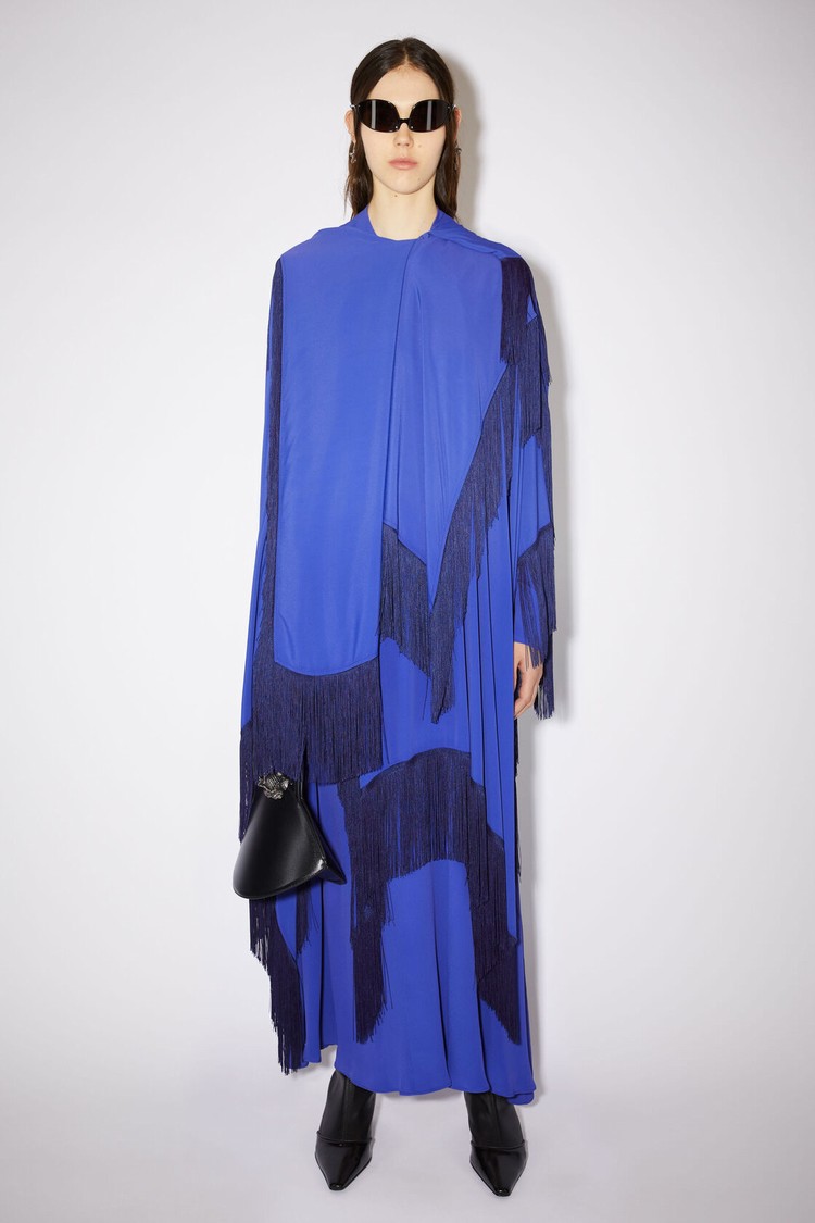 Blue Acne Studios Draped Fringe Women\'s Dress | YOKD-23418