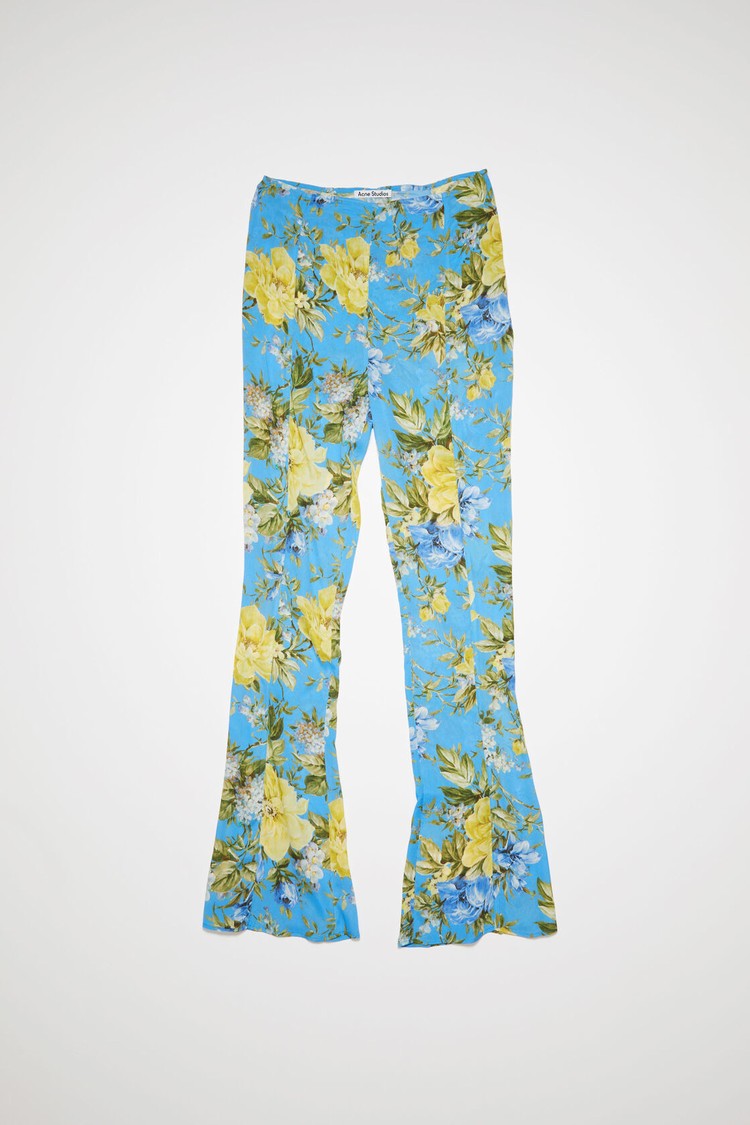 Blue Acne Studios Flower Print Flared Women's Trousers | SNML-79352