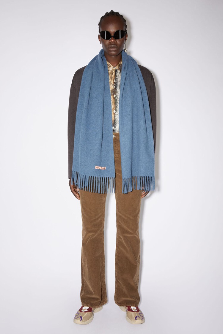 Blue Acne Studios Fringe Wool - Narrow Scarf | BKHX-14659